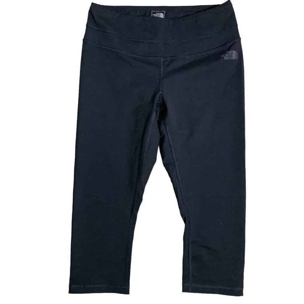North Face Athletic Capri Leggings M Black Low Rise Flash Dry Elastic Waist